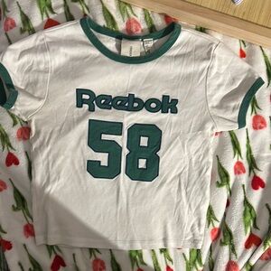 Forever 21 White and Green Crop Top